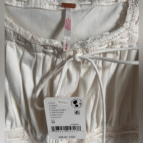 🌻🆕FREE PEOPLE Scarlet Smocked Long Sleeve-Ivory color-Size Medium - Picture 13 of 13